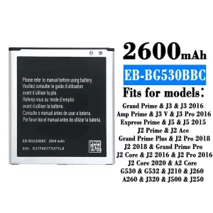 Phone battery EB-BG530BBC for Samsung J3/J3 2016/J3 Pro 2016/J5/J5 2015