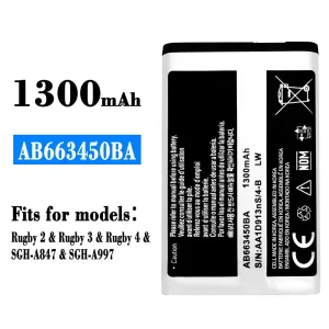 Phone battery AB663450BA for Samsung Rugby 2/Rugby 3/Rugby 4
