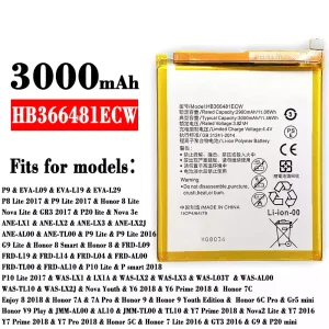 Phone battery HB366481ECW for HUAWEI P9 / P8 Lite 2017 / P9 Lite 2017 / Honor 8 Lite / Honor 7C /Enjoy 8 2018 / Honor 7A / 7A Pro / Honor 9 / Honor 6C Pro / Honor 5C / Honor 7 Lite 2016 / GT3 2016 / G9 / P20 mini