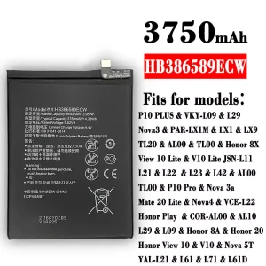 Phone battery HB386589ECW for HUAWEI P10 PLUS /Nova3 / Honor 8X / View 10 Lite / P10 Pro / Nova 3a / Mate 20 Lite / Nova4 / Honor 8A / Honor 20 / Honor View 10 / Nova 5T