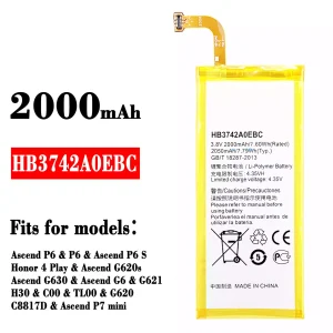 Phone battery HB3742A0EBC for HUAWEI P6 / P6 S / Honor 4 Play / G6 / P7 mini