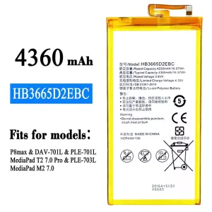 Phone battery HB3665D2EBC for HUAWEI P8 max