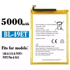 Phone battery BL-49ET for Tecno LB6 / LC6 / POP2+ / POP2 Plus /BA2
