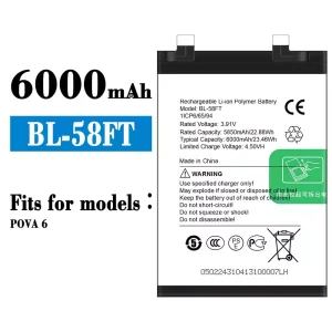 Phone battery BL-58FT for Tecno POVA 6