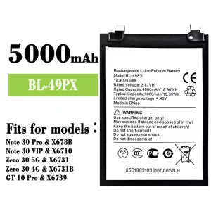Phone battery BL-49PX for Infinix Note 30 Pro / Note 30 VIP / Zero 30 5G / Zero 30 4G / GT 10 Pro