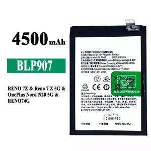 Phone battery BLP907 for OPPO RENO 7Z / Reno 7Z 5G / RENO 7 4G / RENO 8 4G /OnePlus Nord N20 5G
