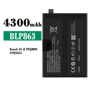 Phone battery BLP863 for OPPO RENO 6 5G