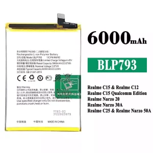 Phone battery BLP793 for OPPO Realme C15 / Realme C12 / Realme C25 / Realme Narzo 20 / Realme Narzo 30A / Realme Narzo 50A