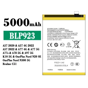 Phone battery BLP923 for OPPO A57 2020 /A57 2022 /A77 /A77s /A78/A97/ K10 / OnePlus Nord N20 SE /OnePlus Nord N300 5G /Realme C51