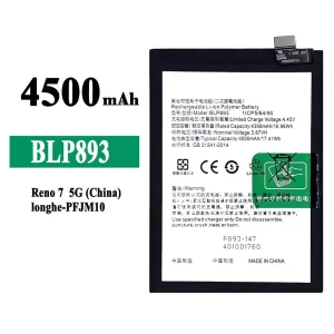 Phone battery BLP893 for OPPO Reno 7