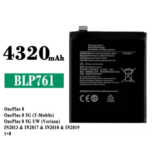 Phone battery BLP761 for OPPO OnePlus 8