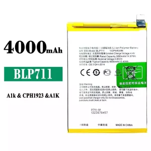 Phone battery BLP711 for OPPO A1K