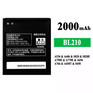 Phone battery BL210 for Lenovo A536/A606/S820/S820E/A750E/A770E/A656/A766/A658T/S650