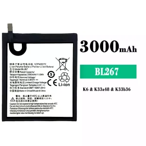 Phone battery BL267 for Lenovo K6