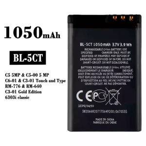 Phone battery BL-5CT for Nokia C3-01 C6-01 C5-00 / 6303 6730c