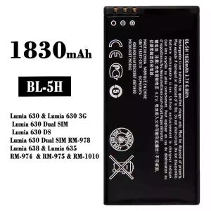 Phone battery BL-5H for Nokia Lumia 630 / Lumia 638 / Lumia 635 / RM-974 / RM-975 / RM-1010