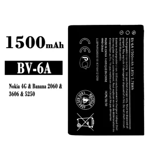 Phone battery BV-6A for Nokia Banana 2060 / 3606 / 5250