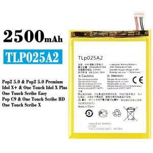 Phone battery TLp025A2 for Alcatel Pop2 5.0 / One Touch Idol X Plus / Pop C9