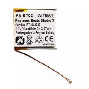 New Replacement Bluetooth Headphone battery for Beats Solo AEC643333,ETL643333